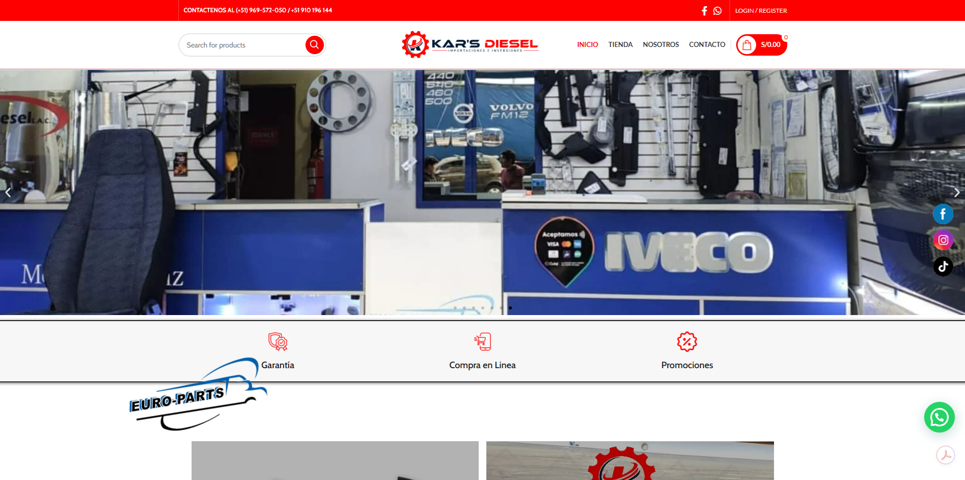 Web Importaciones e Inversiones Kar's Diesel